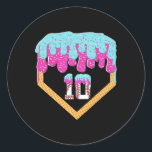 Sell Drip 10 Year Old Ice Cream 10th Birthday Boy  Classic Round Sticker<br><div class="desc">Sell Drip 10 Year Old Ice Cream 10th Birthday Boy</div>