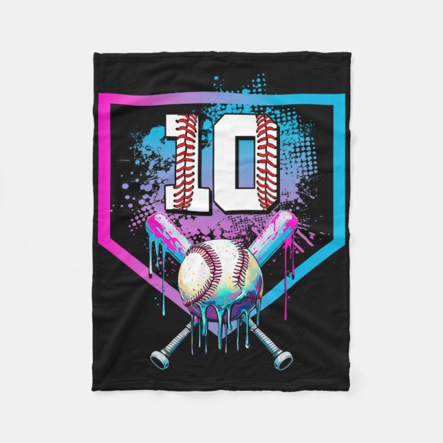 Sell Drip 10th Birthday Home Plate Boy Youth 10 Ye Fleece Blanket (Front)