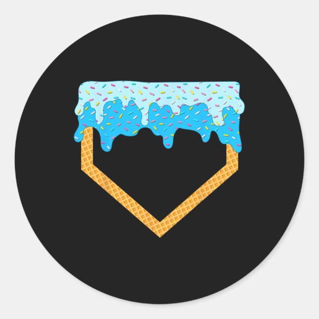 Sell Drip Boys Home Plate Ice Cream Sprinkles Spor Classic Round Sticker (Front)