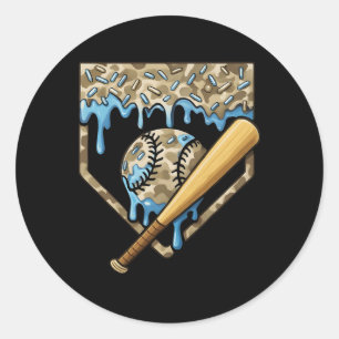 Sell Drip Camo Sell Home Plate T Boys Sports 1  Classic Round Sticker