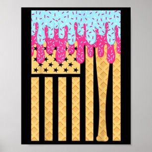Sell Drip T Boys Dripping Ice Cream American Flag  Poster