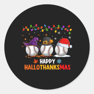 Sell Halloween Thanksgiving Christmas Hallothanksm Classic Round Sticker