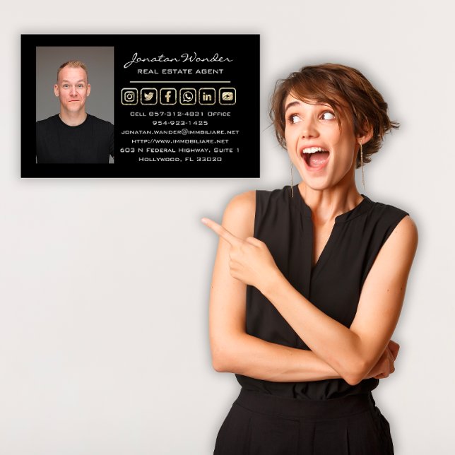 Sell House Social Media Logo RealEstate Agent Gold Business Card (Sell House Social Media Logo RealEstate Agent Gold Business Card)