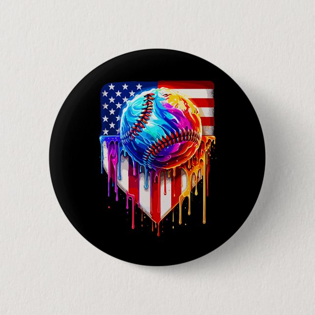 Sell Ice Cream American Flag Drip  2 Inch Round Button (Front)