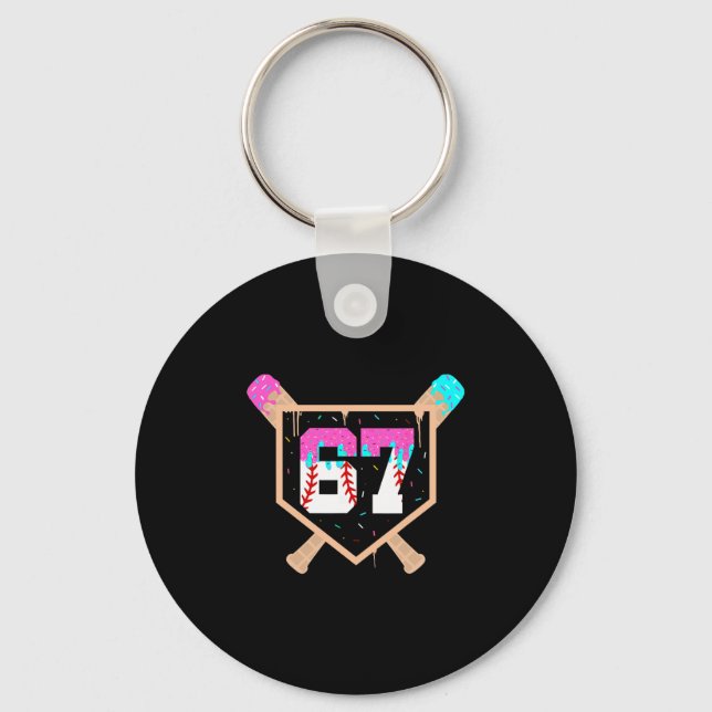 Sell Ice Cream Drip Number 67 Player 67th Birthday Keychain (Front)