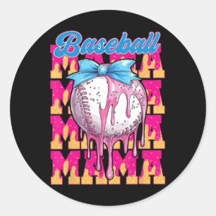 Sell Mama Coquette Bow Sport Mom Drip Sell 1  Classic Round Sticker