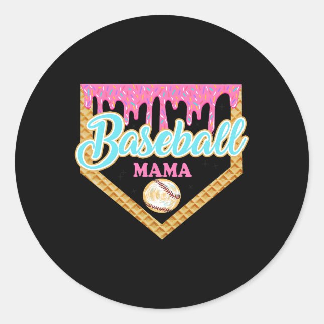 Sell Mama Home Plate Ice Cream Drip With Sprinkles Classic Round Sticker (Front)