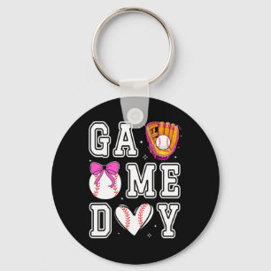 Sell Sister Coquette Bow Game Day Sell Mom Mama  Keychain