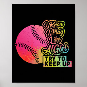 Sell Women Funny Gift Team Play Like A Girl Softll Poster