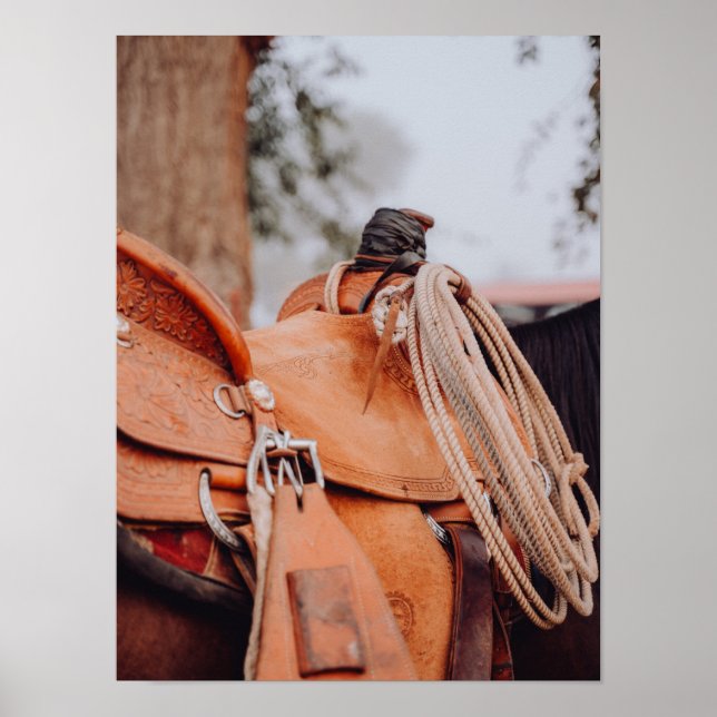 Selle Brown avec corde Poster Cowboy (Devant)