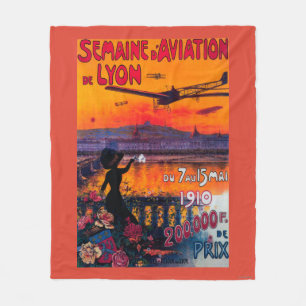 Semaine d' Aviation De Lyon Vintage Poster Fleece Blanket