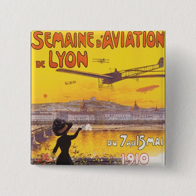 Semaine d'Aviation de Lyon 2 Inch Square Button (Front)