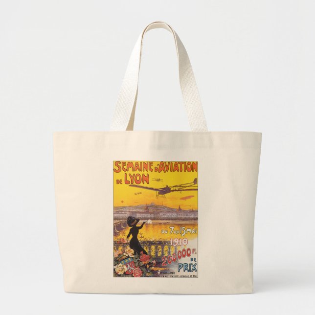 Semaine d'Aviation de Lyon Large Tote Bag (Front)