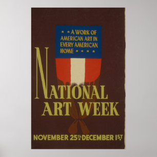 Semaine nationale de l'art Affiche vintage WPA