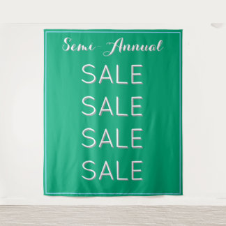 Semi Annual Sale Retail Banner Blue Mall Green Tapestry
