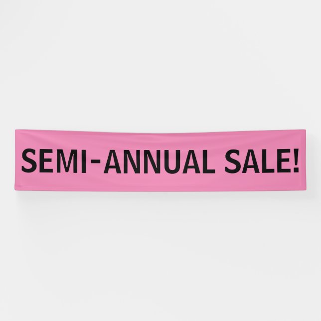 Semi-annuel Vente simple signe de bannière rose no (Horizontal)