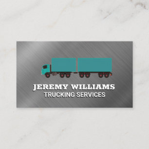 Semi Big Rig Truck   Metallic Brushed Background Business Card