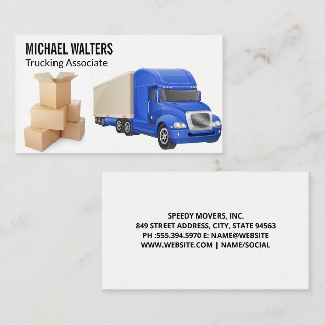 Semi-camion | Déplacements | Carte de visite de bo (Devant / Derrière)