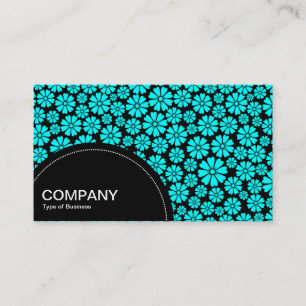 Semi-circle Panel (dots) - 8 Petals - Cyan on Blk Business Card