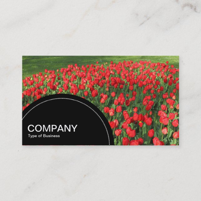 Semi-circle Panel (dots) - Bed of Red Tulips 02 Business Card (Front)