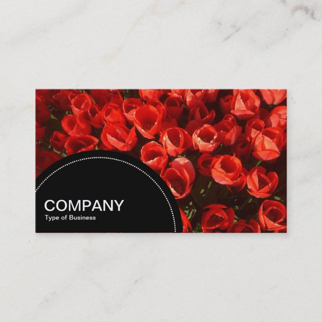 Semi-circle Panel (dots) - Red Tulips Business Card (Front)
