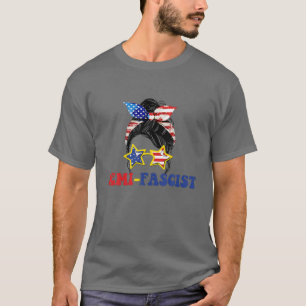 Semi-Fascist Messy Bun American Flag Funny Patriot T-Shirt