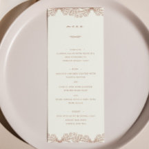 Semi Floral Beige Terracotta Wedding Dinner Menu
