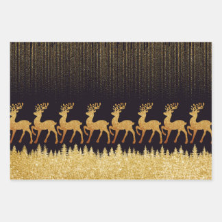 Semi glossy black and gold  wrapping paper sheet