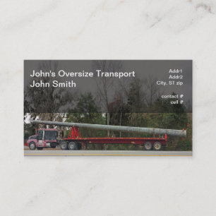 Semi hauling oversized concrete power pole business card