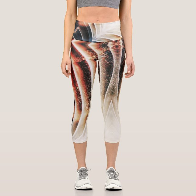 Semi-precious gemstone stone texture structure capri leggings (Front)