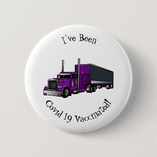 Semi-trailer truck cartoon illustration 2 inch round button
