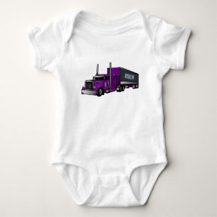 Semi-trailer truck cartoon illustration baby bodysuit