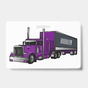Semi-trailer truck cartoon illustration badge