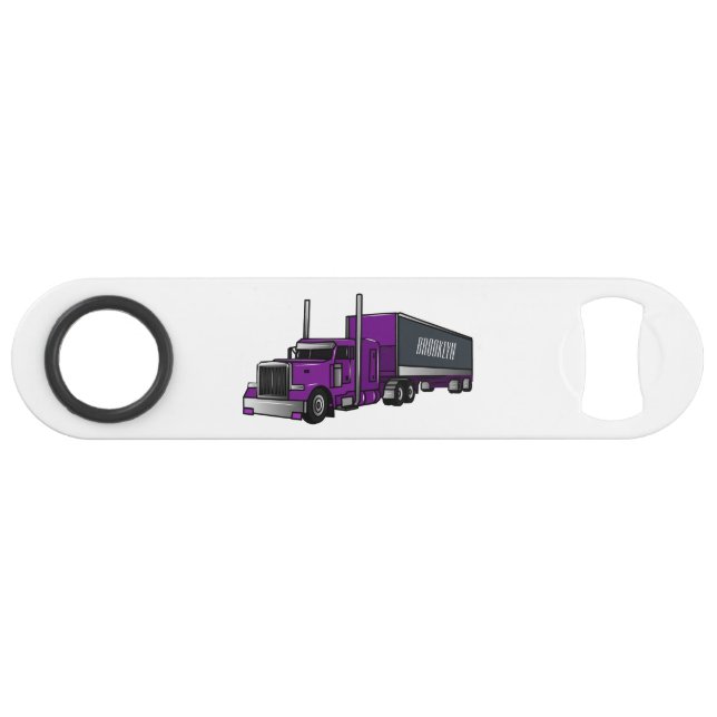 Semi-trailer truck cartoon illustration bar key (Front (Horizontal))
