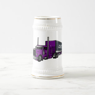 Semi-trailer truck cartoon illustration beer stein