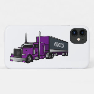 Semi-trailer truck cartoon illustration iPhone 11 case