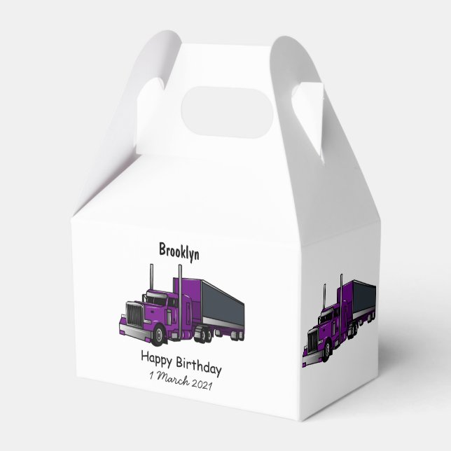 Semi-trailer truck cartoon illustration favor box (Front Side)