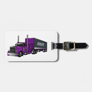 Semi-trailer truck cartoon illustration luggage tag