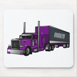 Semi-trailer truck cartoon illustration mouse pad