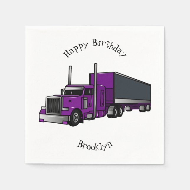 Semi-trailer truck cartoon illustration napkin (Front)