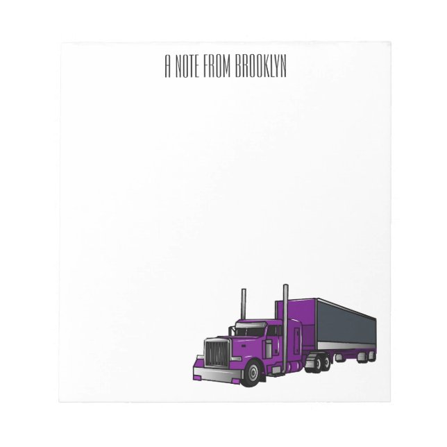 Semi-trailer truck cartoon illustration notepad (Front)