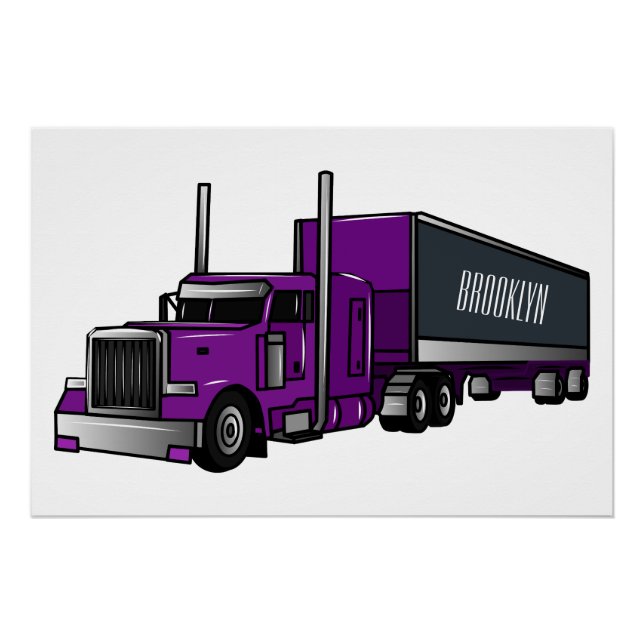 Semi-trailer truck cartoon illustration poster (Front)