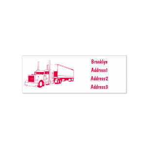 Semi-trailer truck cartoon illustration self-inking stamp