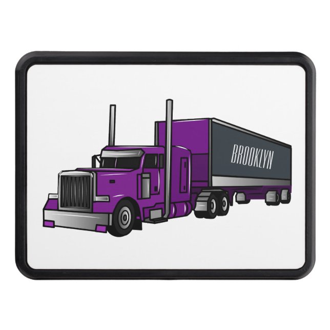 Semi-trailer truck cartoon illustration trailer hitch cover (Front)