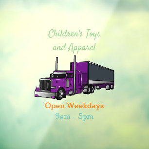 Semi-trailer truck cartoon illustration window cling