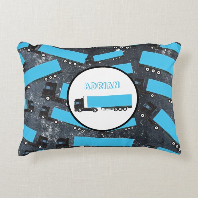 Semi-Trailer Truck Transportation Trucks  Accent Pillow (Front)
