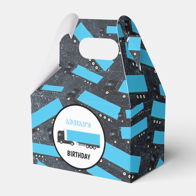 Semi-Trailer Truck Transportation Trucks Birthday Favor Box (Front Side)
