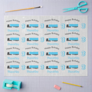 Semi-Trailer Truck Transportation Trucks Birthday Tissue Paper