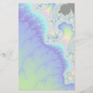 Semi Transparent Abstract Blue Coastline Fractal Stationery