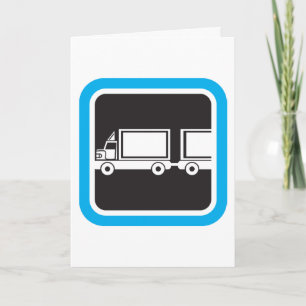 Semi-Truck and Trailer Blue Icon Card